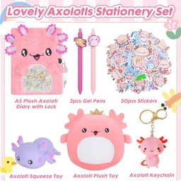 Cadeaus voor meiden: Axolotl Pluche Dieren, Dagboek, Balpen en Stickers — thumbnail 5