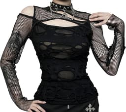Crop Top Y2K Gothic Emo Black Punk Slim Fit - Dames T-Shirt voor Feest en Club — thumbnail 3
