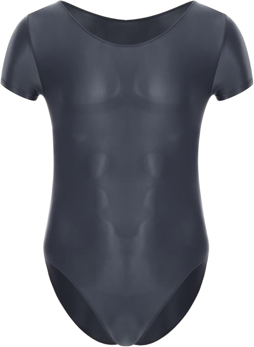 Shiny Men's Bodysuit with Leopard Print - Smooth One-Piece Pyjamas — afbeelding 1