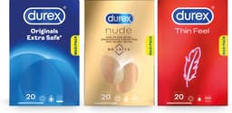 Durex - 60 stuks Condooms - Extra Safe 1x20 stuks - Nude No Latex 1x20 stuks - Thin Feel 1x20 stuks - Voordeelverpakking — thumbnail 1