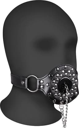 Shots Open Mouth Gag met Stop – Verstelbare BDSM Mondknevel met Hoofdtuig – Zwart — thumbnail 1