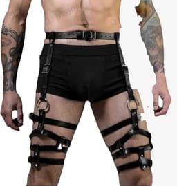 Benen en heup harnas - Leder - Outfit - BDSM - Feest - One size - Riemen en Gesp — thumbnail 1