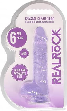 6" / 15 cm Realistic Dildo With Balls - Purple — thumbnail 5