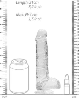 8" / 20 cm Realistic Dildo With Balls - Transparent — thumbnail 5