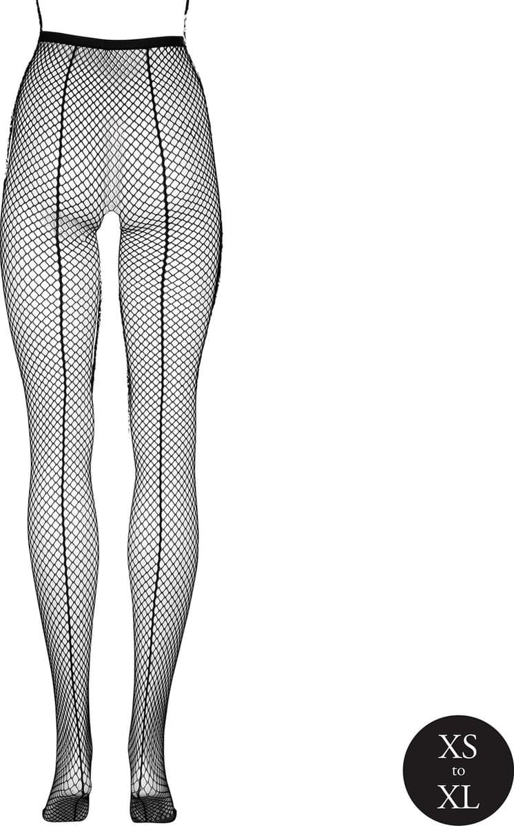 Panty with Small Fishnet Structure - OS - Black — afbeelding 1