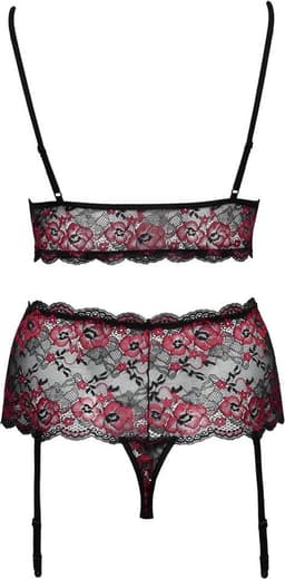 Curvy Kruisloos Kanten Lingerie Set met Parel Bandjes — thumbnail 4