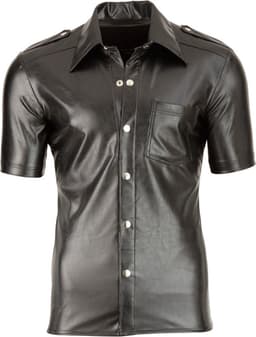 Kunstleren herenshirt met knopen — thumbnail 3