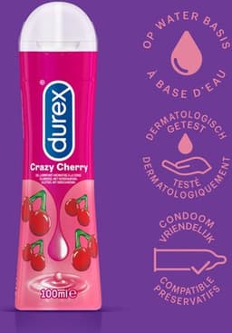 Durex - 3 Glijmiddelen - Waterbasis - Massage Olie en Glijmiddel 2/1 Aloë Vera 200ml - Play Tingle Gel 100ml - Crazy Cherry met Smaak Kers 100ml — thumbnail 5
