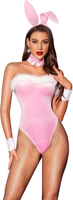 Sexy Bunny Kostuum Dames 7-Delige Fluweel Cosplay Set Halloween Outfit — thumbnail 1