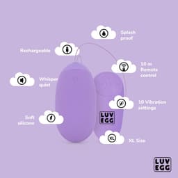 LUV EGG - Vibrerend Ei met Afstandsbediening - XL Vibratie Ei - Oplaadbaar - Waterproof - Koppeltoy - Seksspeeltje - Sex Toys voor Vrouwen - Paars — thumbnail 14