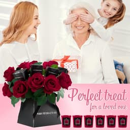 Luxe geschenkdoos met imitatierozen en rozengeurkaarsen, elegante bloemenset in houten doos, ideale geurkaarsen voor huis, romantische thuisdecoratie voor elke gelegenheid — thumbnail 5