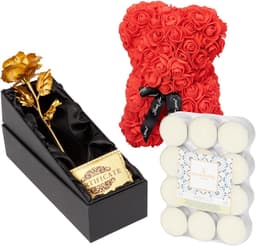 Rozenbeer Cadeaupakket - Romantisch Pakket - Cadeau Geven - Kant en klaar - 25cm Beer - Rood — thumbnail 1