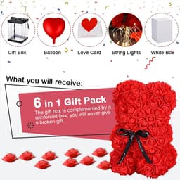 Schattige rozenbeer cadeau voor haar, Valentijnsdag, schattige decoratie voor meisjes, vriendinnen en vrouwen — thumbnail 3