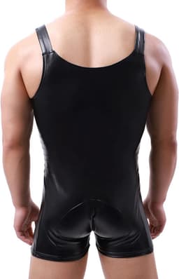 Stretch Heren Bodysuit Latex Look Nauwsluitend Full Body Pak Lange Mouwen — thumbnail 4