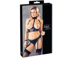 Wetlook Open Bra and Bondage Briefs - Maat M