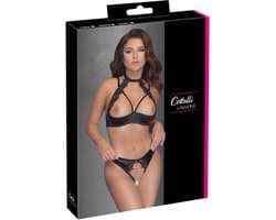Cottelli Collection - Uitdagende BH Set Met Open Kruisje - Zwart