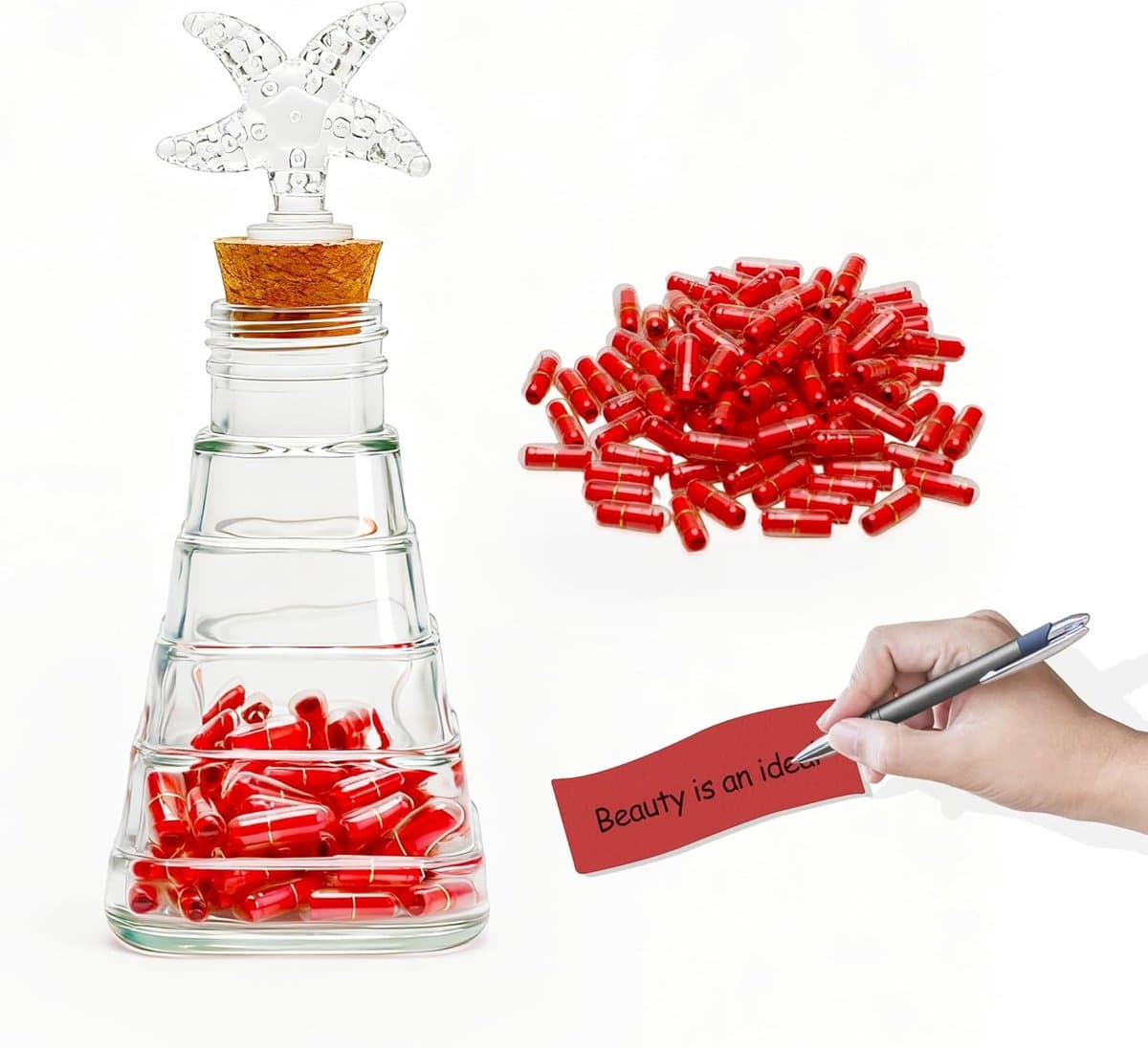 100 Romantische Berichtcapsules in Fles - Origineel Cadeau voor Koppels, Valentijnsdag en Jubileum — afbeelding 1