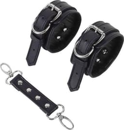 Banoch | enkelboeien van pu leer | zwart / zilver| bondage — thumbnail 14