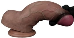 LoveToy - Dubbellaagse siliconen dildo XXL 24.6 cm (Ø 7 cm) - Bruin — thumbnail 10