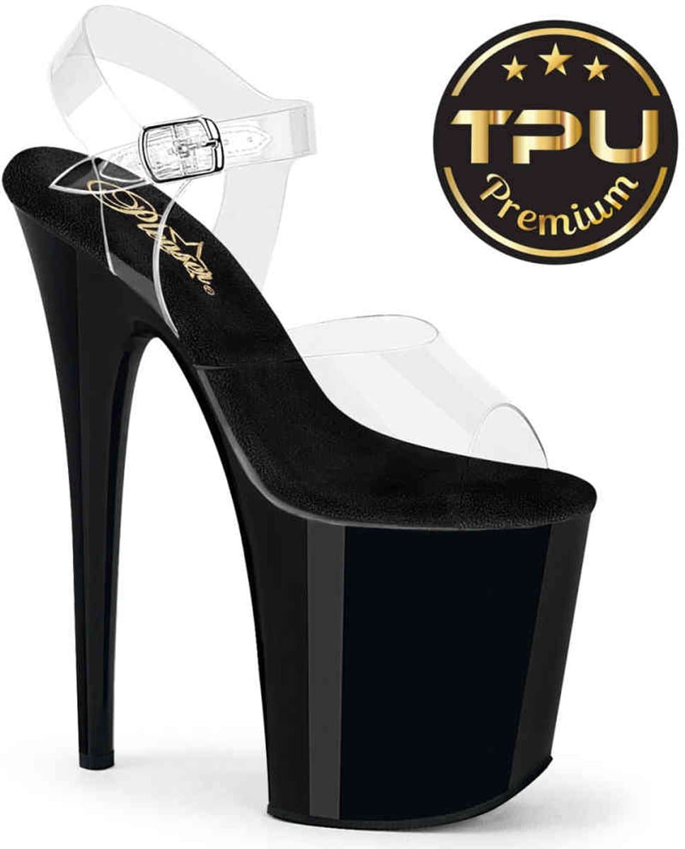Pleaser - FLAMINGO808PREM Sandaal met enkelband, Paaldans schoenen - US 7 - 37 Shoes - Transparant — afbeelding 1