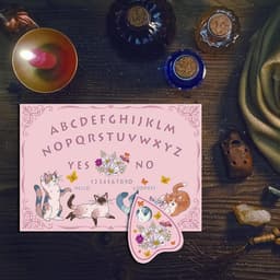 Houten Ouijabord - Pendelbord Kat - Spirituele Communicatie - Uniek Kittendesign - 30 x 21 cm - Roze — thumbnail 2