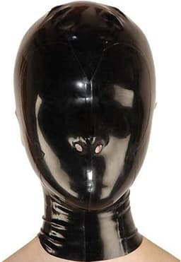 OUYLAF Latex Masker - bdsm masker - latex hood - latex masker bdsm - bdsm - latex erotiek - zwart - Dragen van beugel + neussonde - (M) — thumbnail 5