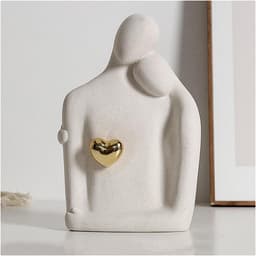 Skulpturen Statuen Paar sculptuur, moderne deco sculpturen, hart deco beeldjes voor woonkamer, keramiek, Wit, Liefde — thumbnail 1