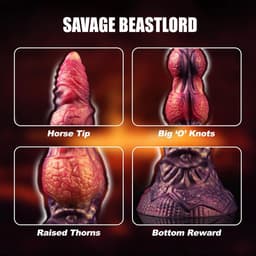 Power Monsters - Savage BeastLord - Monster Dildo - 24 cm - Oranje/Rood/Goud — thumbnail 5