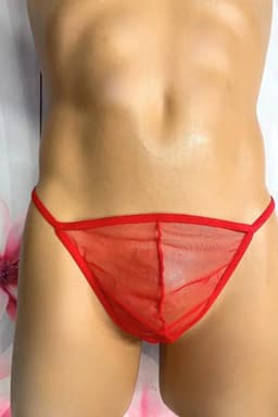 Rode heren string ondergoed elastische tailleband polyester lycra maat XS tot 4XL comfortabel dagelijks — thumbnail 2