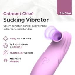Sinsaa Luchtdruk Vibrator voor Vrouwen - Clitoris Stimulator - Sex Toys voor Vrouwen - Sexspeeltjes voor Koppels - 10 Zuigfunctie Snelheden - Inclusief Sextoy Cleaner - Chloé Satisfy Roze — thumbnail 2