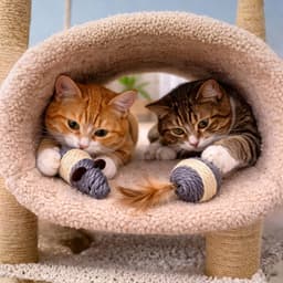 Muis 24 cm en bal 4 x 18 cm, sisal en veer, grijs wit — thumbnail 3