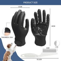 Handschoenen + 1 stuk Pet Flea Comb Dog Cat Universal Bath Massage Brush de Shedding Gloves Clean de-Shedding Comb Links en Rechts Hand Universeel — thumbnail 5
