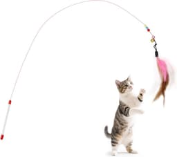 2 stuks interactieve kattenstok, kleurrijk kattenspeelgoed met bel en veren, kattentoverstaf voor kittens, katten, binnen en buiten, spelen, training (meerkleurig — thumbnail 1