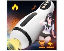 Automatische Masturbator voor Mannen - Zuigfunctie, Vibratie & Verwarming - 4 Zuigstanden & 10 Vibratiestanden - Pocket Pussy - Handsfree Penis Stroker - Verwarmde Masturbator