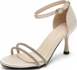 Sandalen Met Hoge Naaldhak Van 7 Cm Voor Dames - Elegante Strass Enkelbandjes - Chique Effect En Stabiel Comfort Voor Avondfeest — thumbnail 1