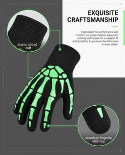Handschoenen, uniseks, Halloween, glow-in-the-dark, Halloween, kostuum, accessoires, horrorhandschoenen, zwart, met lichtgevend skelet — thumbnail 4