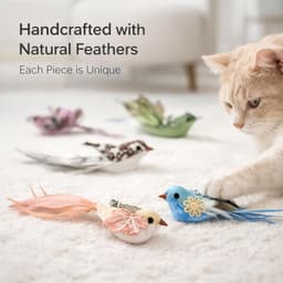11 stuks kattenspeelgoed, vogelverenspeelgoed met bel, handgemaakte reservekoppen voor kattenhengel, interactief kattenspeelgoed, decoratieve hanger voor thuis en rugzak — thumbnail 5