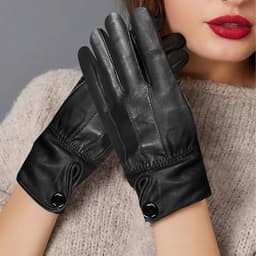 Handschoenen, waterdichte lederen handschoenen, winter zachte warme voering touchscreen sms'en dameshandschoen, heren dames casual rijden motorjurk handschoenen (zwart) — thumbnail 3