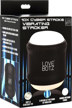 Love Botz - Masturbator - 10X Cyber Stroke Vibrating Stroker - Dubbele open uiteinden - zwart — thumbnail 11