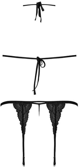 Peek-a-Boo Bra, Garter & G-Set - Zwart - Queen Size — thumbnail 4