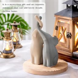Decoratieve Olifanten Beeldjes Koppels voor Woondecoratie - Beige en Grijs Ornamenten - Set van 2 - Perfecte Cadeau Ideeën voor Valentijnsdag en Verjaardagen — thumbnail 4