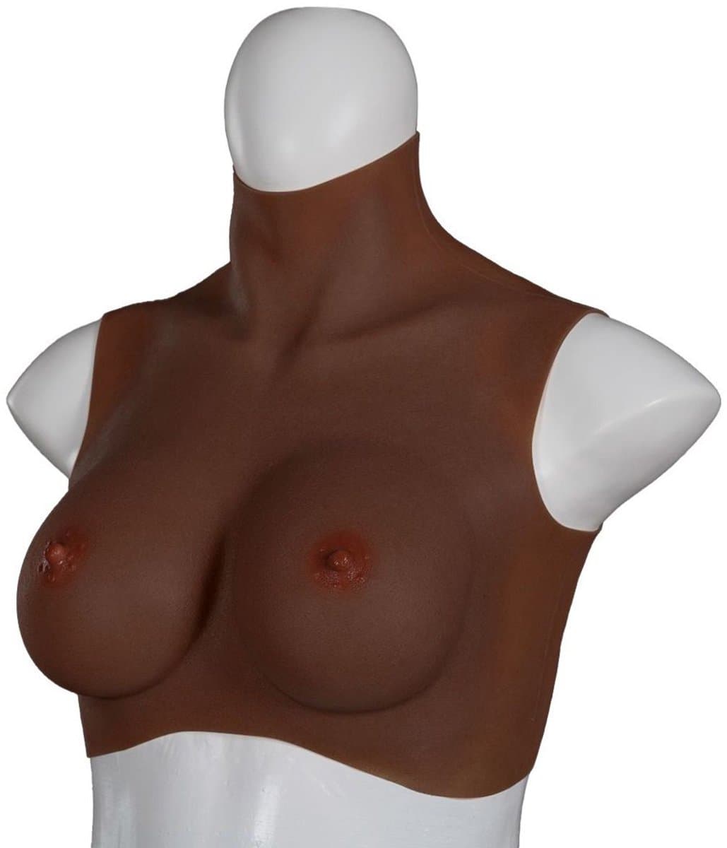 XX-DreamToys - Ultra Realistische Bodysuit - Drag - Bovenlijf Met Borsten - Bruin M — afbeelding 1