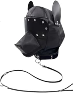 Hondenmasker met Riem – Zwart Lederen Puppy Play Masker – Verstelbaar – Uniseks – BDSM & Cosplay Gear – Kinky Pleasure® — thumbnail 7