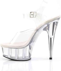 Pleaser - DELIGHT-608 Sandaal met enkelband - US 10 - 40 Shoes - Transparant/Zilverkleurig — thumbnail 3