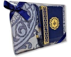 Islamitische cadeau set - Gebedsset Moslim - Dagelijks gebed - Luxe geborduurde mat - 120x70 cm - Grijs
