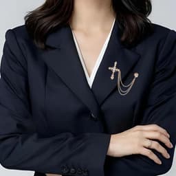 1 Doos 2 Kleuren Heren Broche Pak Pin Badge met Kettingen Hangende Ketting Broche Pin Zilver Goud Legering Kruis Nep Strass Heren Revers Decoraties voor Smoking Stropdas Hoed Sjaal Shirt — thumbnail 4