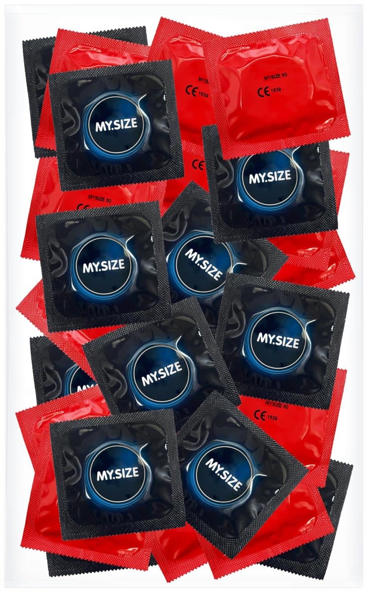 MY.SIZE condooms 60 mm – 25 stuks in foliezakje – XXL condoom met perfecte pasvorm & zekerheid – Dun, transparant, huidvriendelijk & comfortabel – Maat 60 — afbeelding 1