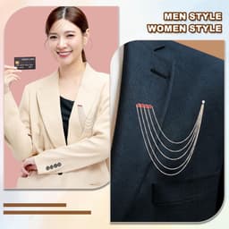 Rhinestone Ketting Broch Pins, Ronde Kristallen Kwastje Ketting Hangende Mode Kristal Revers Speldjes voor Vrouwen Mannen Kleding Mantel Hoed Tas Zilverkleurig (Donkerblauw) — thumbnail 4