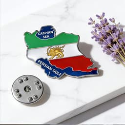 Iran Vlag Pin Bulk Roestvrij Stell Oude Perzische Iraanse Leeuw Zon en Kroon Revers Broche Erfgoed Sieraden Kleding Accessoires Souvenir Serie Badge Geschenken — thumbnail 2