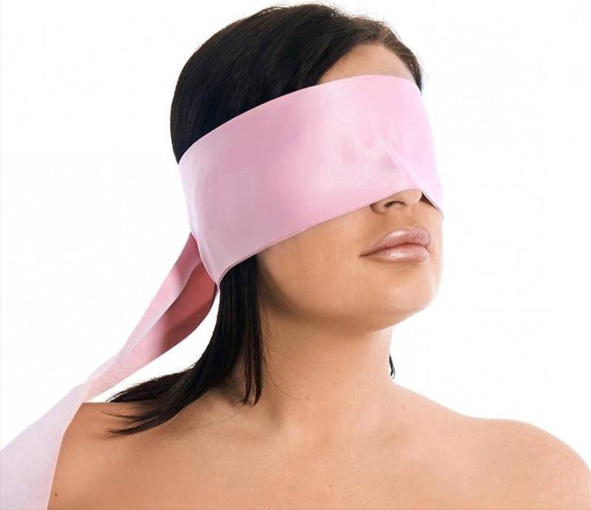 *** Bondage Blinddoek - Roze - 150 cm x 10 cm - Nylon - Bdsm - Plagen Stout - van Heble® *** — afbeelding 1